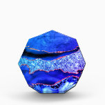 Agate Neon Blue Gold Glitter Marble Acrylic Award<br><div class="desc">Agate Neon Blue Gold Glitter Marble Geode Customizable Gift - or Add Your Name / Text - Make Your Special Gift ! Resize and move or remove / add text / elements with Customization tool ! Design by MIGNED ! Please see my other projects / designs and paintings. You can...</div>