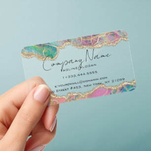 Agate Opal Borders Overlays Clear Business Cards