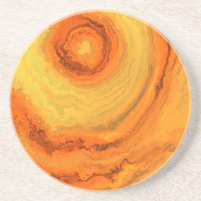 AGATE ORANGE & GOLD SANDSTONE COASTER (Front)