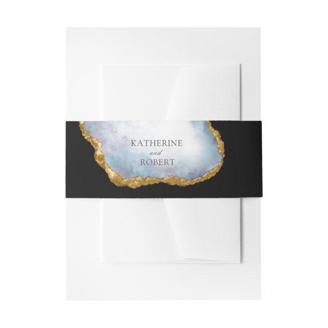 Agate Pearl Gold Wedding Invitation Belly Band (Front Example)