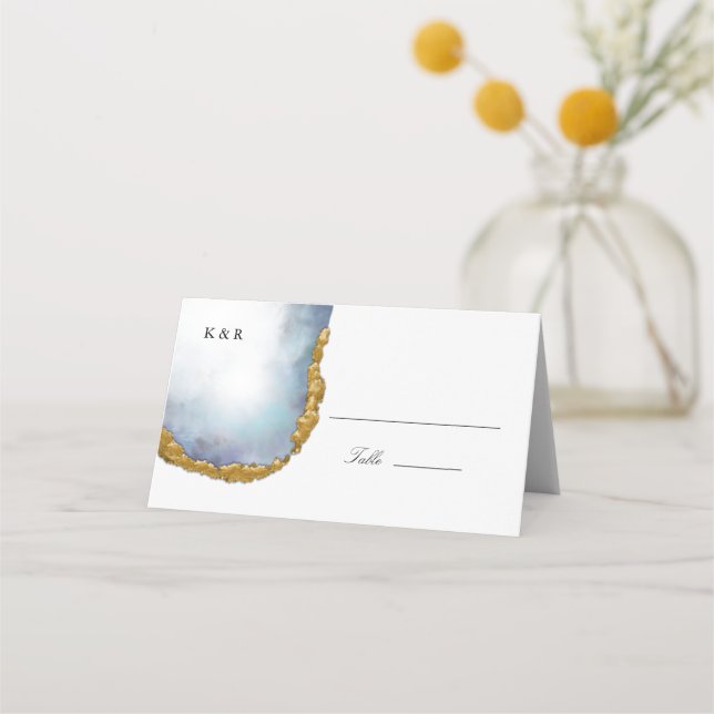 Agate Pearl Gold Wedding Place Card (Front)