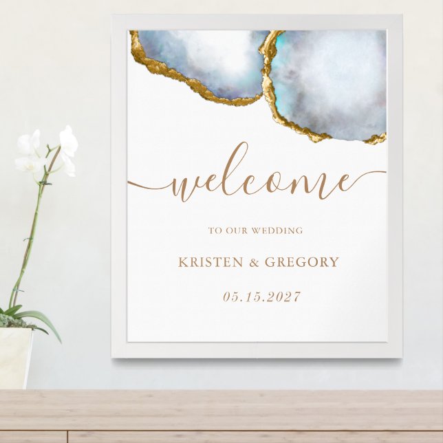 Agate Pearl Gold Wedding Welcome Sign (Entryway)