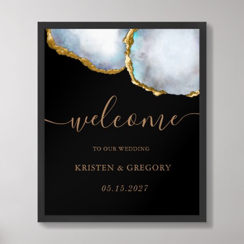 Agate Pearl Gold Wedding Welcome Sign