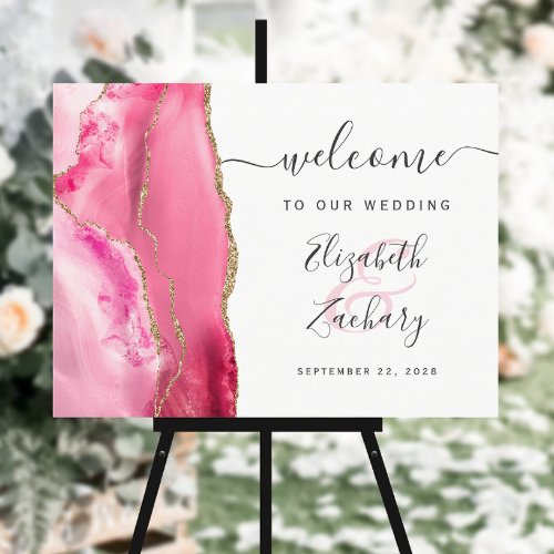 Agate Pink Gold Wedding Welcome Foam Board