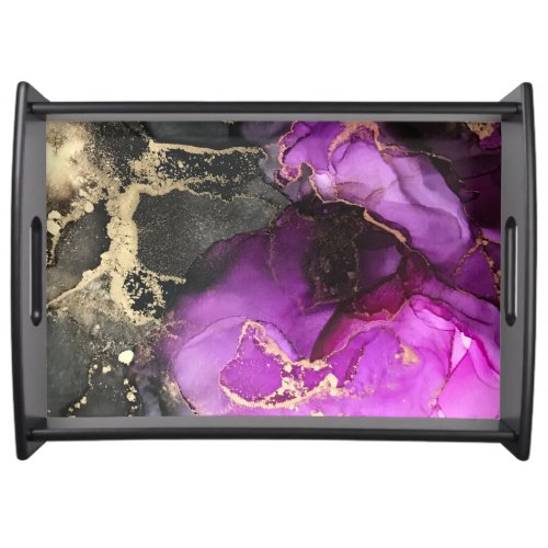 Agate Purple Black Gold Serving Tray