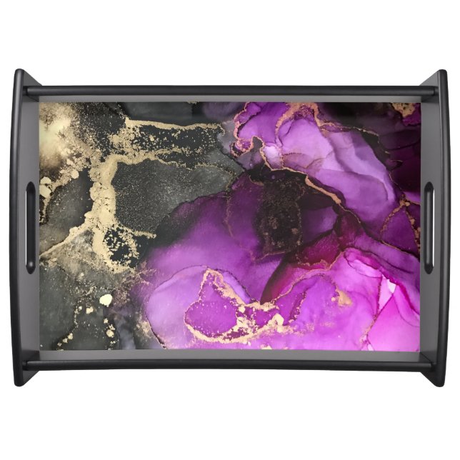 Agate Purple Black Gold Serving Tray (Front)