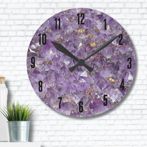 Agate Purple Crystal Round Clock