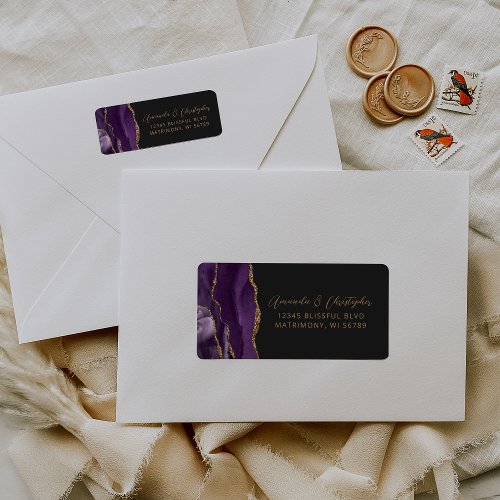 Agate Purple Dark Wedding Return Address Label