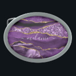Agate Purple Gold Belt Buckle with Custom Name<br><div class="desc">Personalized Custom Name Belt Buckle with Agate Purple Violet Gold Glitter Geode Marble Belt Buckles - Your Birthday - Anniversary or Wedding Gift / Suppliest - Add Your Name - Text or Remove - Make Your Special Gift - Resize and move or remove and add text / elements with Customization...</div>