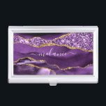 Agate Purple Gold Custom Name Business Card Case<br><div class="desc">Business Card Cases with Agate Purple Violet Gold Glitter Geode Custom Name Sparkle Marble Personalized Birthday - Anniversary Business Card Cases / Gift / Suppliest - Add Your Name - Text or Remove - Make Your Special Gift - Resize and move or remove and add text / elements with customization...</div>