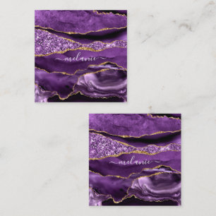 Agate Purple Gold Glitter Card with Custom Name