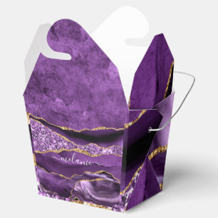 Agate Purple Gold Glitter Custom Name Favor Box