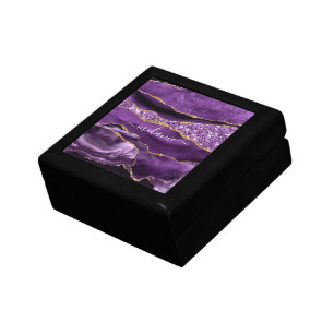 Agate Purple Gold Glitter Custom Name Gift Box