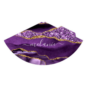 Agate Purple Gold Glitter Custom Name Party Hat