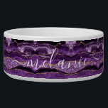 Agate Purple Gold Glitter Custom Name Pet Bowl<br><div class="desc">Pet Bowls with Agate Purple Violet Gold Glitter Geode Custom Name Sparkle Marble Personalized Bowls Gift / Suppliest - Add Your Name - Text or Remove - Make Your Special Pet Bowl Gift - Resize and move or remove and add text / elements with Customization tool. Design by MIGNED. Please...</div>