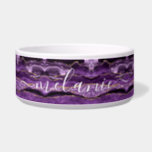 Agate Purple Gold Glitter Custom Name Pet Bowl<br><div class="desc">Pet Bowls with Agate Purple Violet Gold Glitter Geode Custom Name Sparkle Marble Personalized Bowls Gift / Suppliest - Add Your Name - Text or Remove - Make Your Special Pet Bowl Gift - Resize and move or remove and add text / elements with Customization tool. Design by MIGNED. Please...</div>