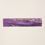 Agate Purple Gold Glitter Marble Custom Name Scarf<br><div class="desc">Scarf with Agate Purple Violet Gold Glitter Geode Custom Name Sparkle Marble Personalized Birthday - Anniversary or Wedding Gift / Suppliest - Add Your Name - Text or Remove - Make Your Special Scarves Gift - Resize and move or remove and add text / elements with customization tool. Design by...</div>