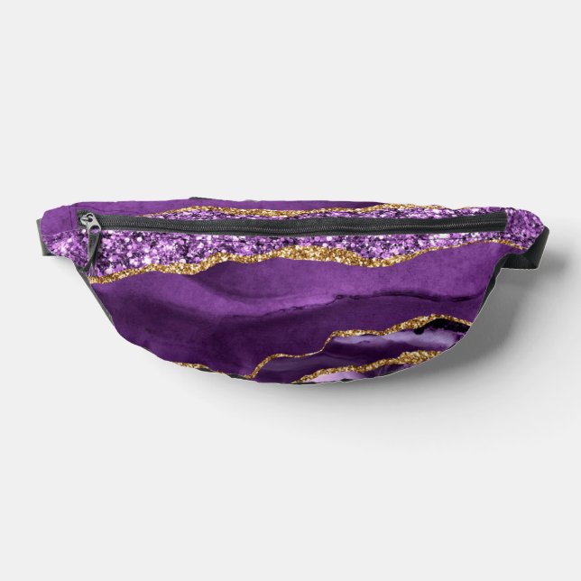 Agate Purple Gold Glitter Marble Fanny Pack (Lay Down)