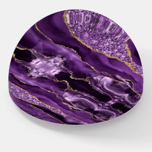 Agate Purple Gold Glitter Marble Paperweight Gift