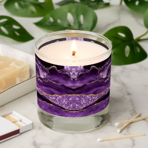 Agate Purple Gold Glitter Marble Scented Candle