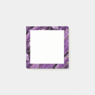 Agate Purple Gold Glitter Marble Sticky Notes