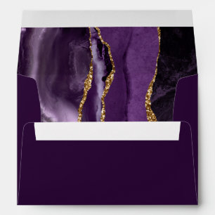 Agate Purple Gold Script Plum Wedding Envelope