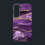 Agate Purple Gold Sparkly Marble Custom Name Samsung Galaxy S22 Case<br><div class="desc">Samsung Galaxy Cases or iPhone Cases with Agate Purple Violet Gold Glitter Geode Custom Name Sparkle Marble Personalized Birthday - Anniversary or Wedding Gift / Suppliest - Add Your Name - Text or Remove - Make Your Special Phone Gift - Resize and move or remove and add text / elements...</div>