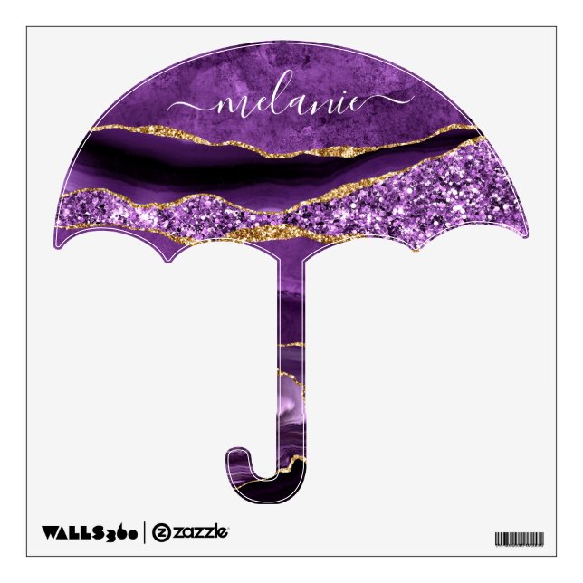 Agate Purple Gold Wall Decal with Custom Name (Front)