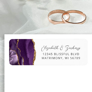Agate Purple Gold Wedding Return Address Label