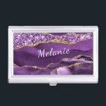 Agate Purple Gold Your Name Business Card Case<br><div class="desc">Business Card Cases with Agate Purple Violet Gold Glitter Geode Custom Name Sparkle Marble Personalized Birthday - Anniversary Business Card Cases / Gift / Suppliest - Add Your Name - Text or Remove - Make Your Special Gift - Resize and move or remove and add text / elements with customization...</div>