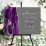 Agate Purple Silver Gray Wedding Welcome Foam Board