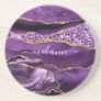 Agate Purple Violet Gold Glitter Coaster Your Name