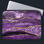Agate Purple Violet Gold Glitter Geode Custom Name Laptop Sleeve<br><div class="desc">Agate Purple Violet Gold Glitter Geode Custom Name Sparkle Marble Personalized Birthday - Anniversary or Wedding Gift / Suppliest - Add Your Name - Text or Remove - Make Your Special Gift - Resize and move or remove and add text / elements with customization tool. Design by MIGNED. Please see...</div>