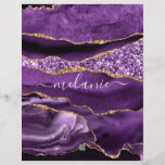 Agate Purple Violet Gold Glitter Geode Custom Name Letterhead<br><div class="desc">Agate Purple Violet Gold Glitter Geode Custom Name Sparkle Marble Personalized Birthday - Anniversary or Wedding Gift / Suppliest - Add Your Name - Text or Remove - Make Your Special Gift - Resize and move or remove and add text / elements with customization tool. Design by MIGNED. Please see...</div>