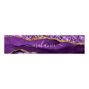 Agate Purple Violet Gold Glitter Geode Custom Name Napkin Bands