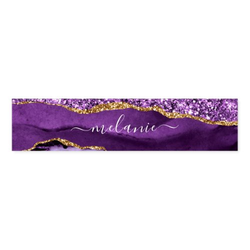 Agate Purple Violet Gold Glitter Geode Custom Name Napkin Bands