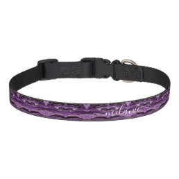 Agate Purple Violet Gold Glitter Geode Custom Name Pet Collar