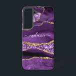 Agate Purple Violet Gold Glitter Marble Your Name Samsung Galaxy S22 Case<br><div class="desc">Agate Purple Violet Gold Glitter Geode Custom Name Sparkle Marble Personalized Birthday - Anniversary or Wedding Gift / Suppliest - Add Your Name - Text or Remove - Make Your Special Gift - Resize and move or remove and add text / elements with customization tool. Design by MIGNED. Please see...</div>