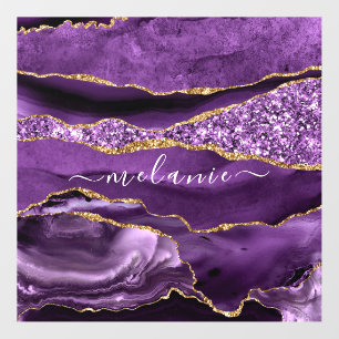 Agate Purple Violet Gold Glitter Name Floor Decals
