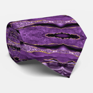Agate Purple Violet Gold Glitter Party Neck Tie