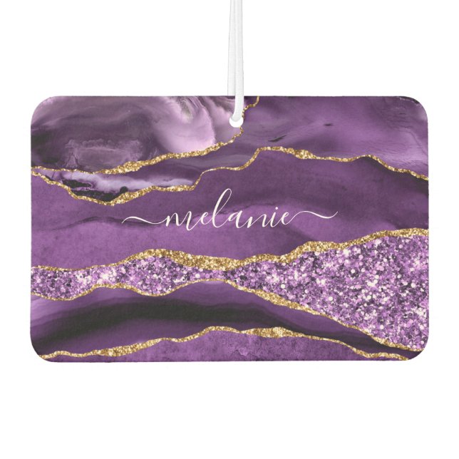 Agate Purple Violet Gold Your Name Air Freshener (Front)