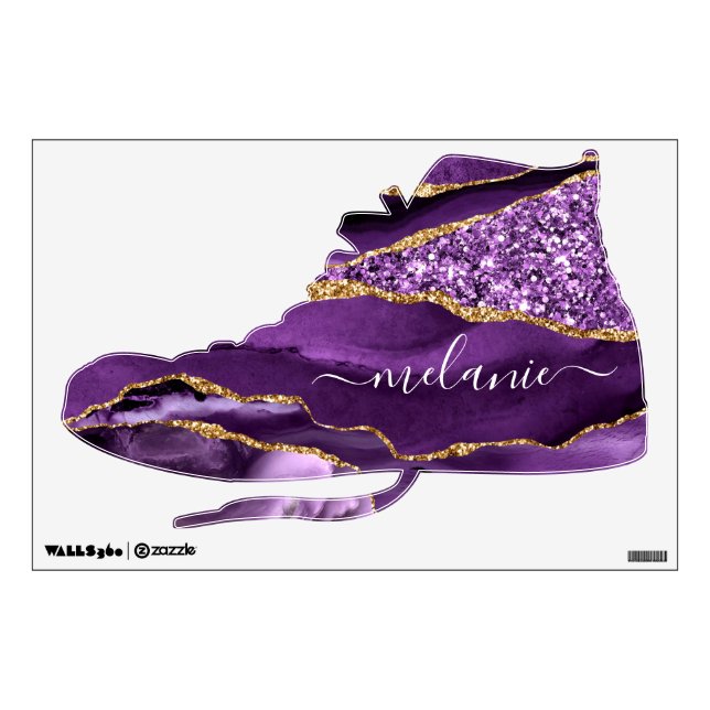 Agate Purple Violet Gold Your Name Wall Dedcal Decal (Front)