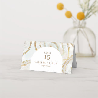 Agate Quartz Background Folded Table Place Card
