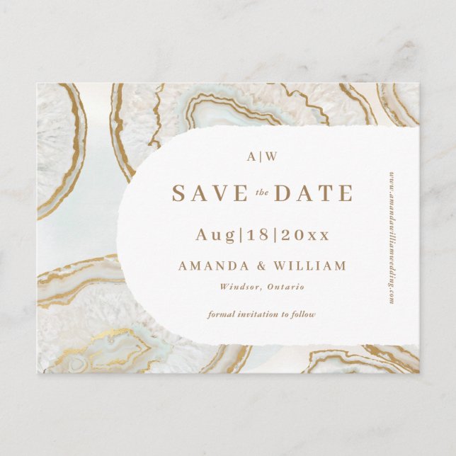 Agate Quartz Background Save the Date PostCard (Front)