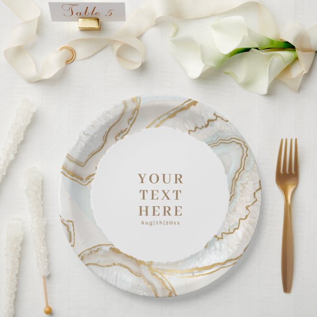 Agate Quartz Texture Paper Plates (Wedding)