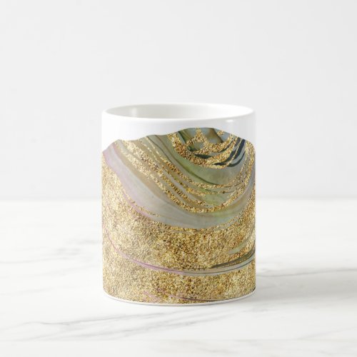 *~* Agate Rock Watercolor Gold Glitter Geode Coffee Mug