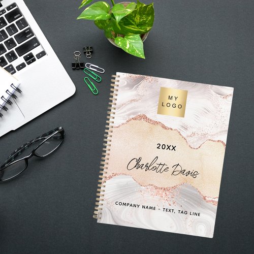 Agate rose gold business logo elegant 2024 planner