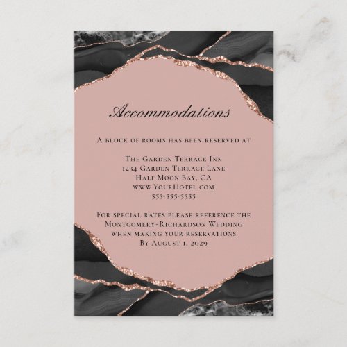Agate Rose Gold Foil Wedding Accommodations Enclosure Card