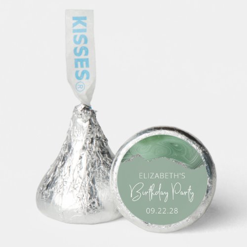 Agate Sage Green Silver Birthday Party Hersheys Kisses