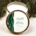 Agate Script Emerald Green Gold Ivory Wedding Classic Round Sticker<br><div class="desc">This elegant modern wedding sticker features an emerald green watercolor agate geode design trimmed with faux gold glitter. Easily customize the green text on an ivory background,  with the names of the bride and groom in handwriting calligraphy over a large ampersand.</div>